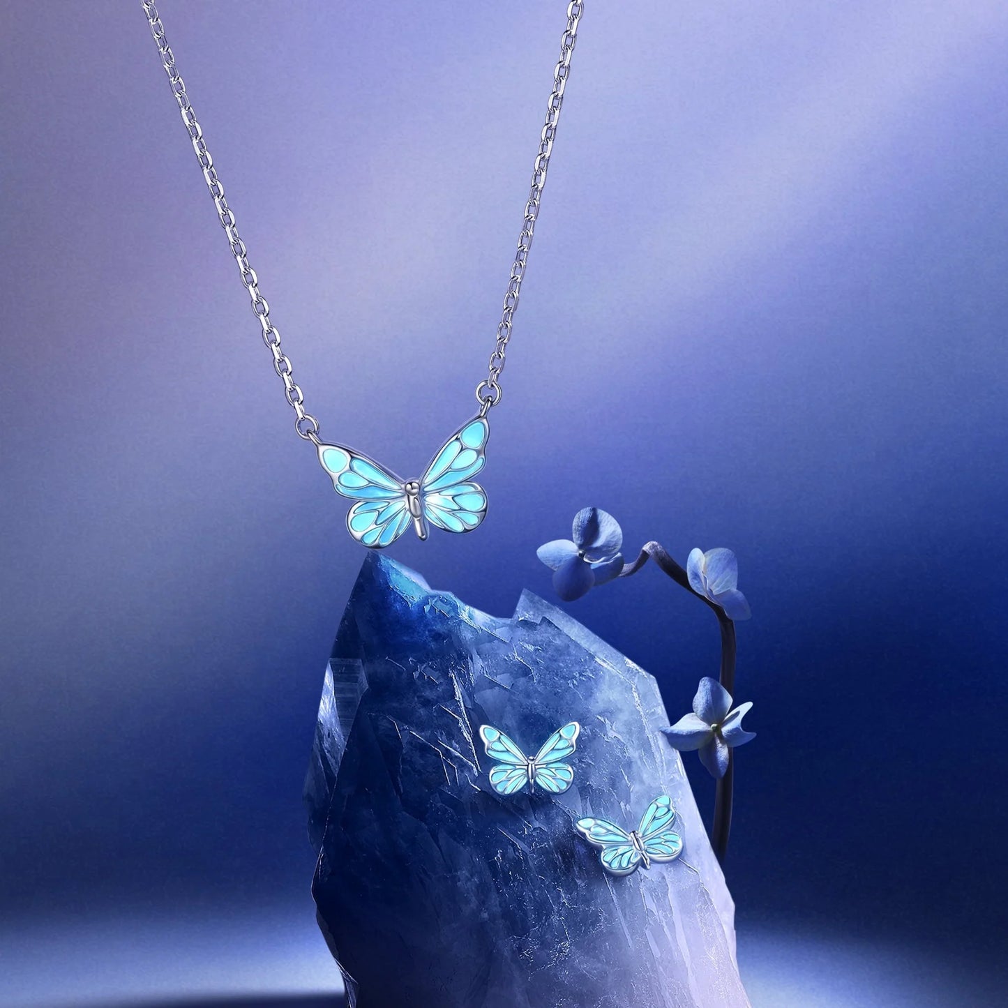 Mini&More. Butterfly Glow In The Dark Luminous Enamel Necklace