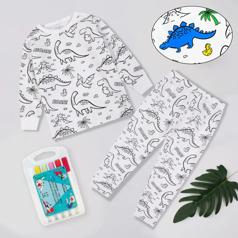 Mini&More - Coloring Pajamas Set with Markers (Reusable After Wash)