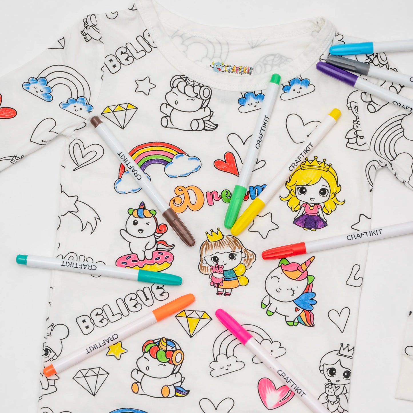 Mini&More - Coloring Pajamas Set with Markers (Reusable After Wash)